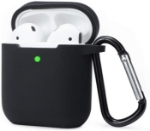Picture of Airpods Case Cover Compatible with AirPods 2 & 1 Silicone Shockproof Airpods Case Cover Front LED Visible Extra Protection with Carabiner