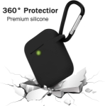 Picture of Airpods Case Cover Compatible with AirPods 2 & 1 Silicone Shockproof Airpods Case Cover Front LED Visible Extra Protection with Carabiner