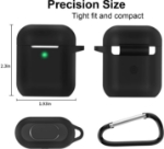 Picture of Airpods Case Cover Compatible with AirPods 2 & 1 Silicone Shockproof Airpods Case Cover Front LED Visible Extra Protection with Carabiner