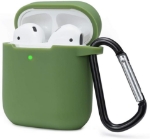 Picture of Airpods Case Cover Compatible with AirPods 2 & 1 Silicone Shockproof Airpods Case Cover Front LED Visible Extra Protection with Carabiner