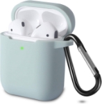 Picture of Airpods Case Cover Compatible with AirPods 2 & 1 Silicone Shockproof Airpods Case Cover Front LED Visible Extra Protection with Carabiner