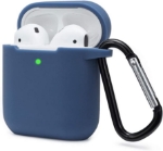 Picture of Airpods Case Cover Compatible with AirPods 2 & 1 Silicone Shockproof Airpods Case Cover Front LED Visible Extra Protection with Carabiner