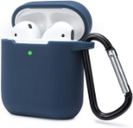 Picture of Airpods Case Cover Compatible with AirPods 2 & 1 Silicone Shockproof Airpods Case Cover Front LED Visible Extra Protection with Carabiner