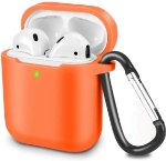 Picture of Airpods Case Cover Compatible with AirPods 2 & 1 Silicone Shockproof Airpods Case Cover Front LED Visible Extra Protection with Carabiner
