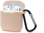 Picture of Airpods Case Cover Compatible with AirPods 2 & 1 Silicone Shockproof Airpods Case Cover Front LED Visible Extra Protection with Carabiner