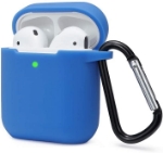 Picture of Airpods Case Cover Compatible with AirPods 2 & 1 Silicone Shockproof Airpods Case Cover Front LED Visible Extra Protection with Carabiner