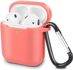 Picture of Airpods Case Cover Compatible with AirPods 2 & 1 Silicone Shockproof Airpods Case Cover Front LED Visible Extra Protection with Carabiner