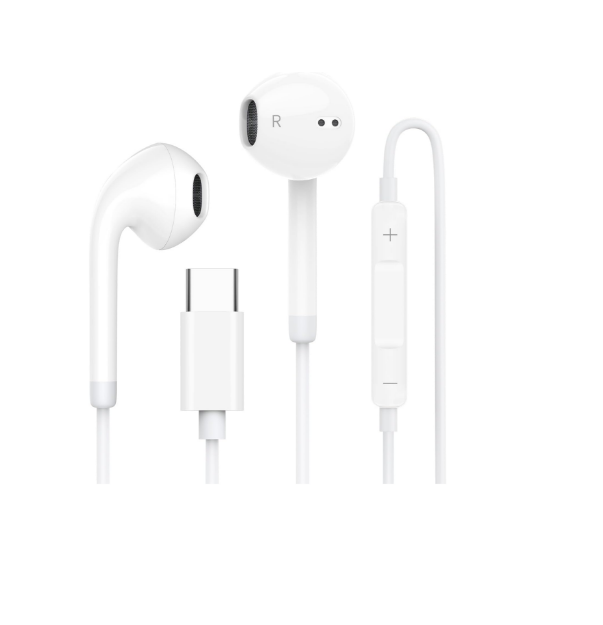 Picture of USB-C Wired Earphones with Microphone & Volume Control – Compatible with iPhone 17/16/15, iPad Pro/Air/Mini, MacBook, Samsung, Google Pixel, Lenovo & Dell Devices