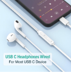 Picture of USB-C Wired Earphones with Microphone & Volume Control – Compatible with iPhone 17/16/15, iPad Pro/Air/Mini, MacBook, Samsung, Google Pixel, Lenovo & Dell Devices