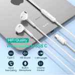 Picture of USB-C Wired Earphones with Microphone & Volume Control – Compatible with iPhone 17/16/15, iPad Pro/Air/Mini, MacBook, Samsung, Google Pixel, Lenovo & Dell Devices